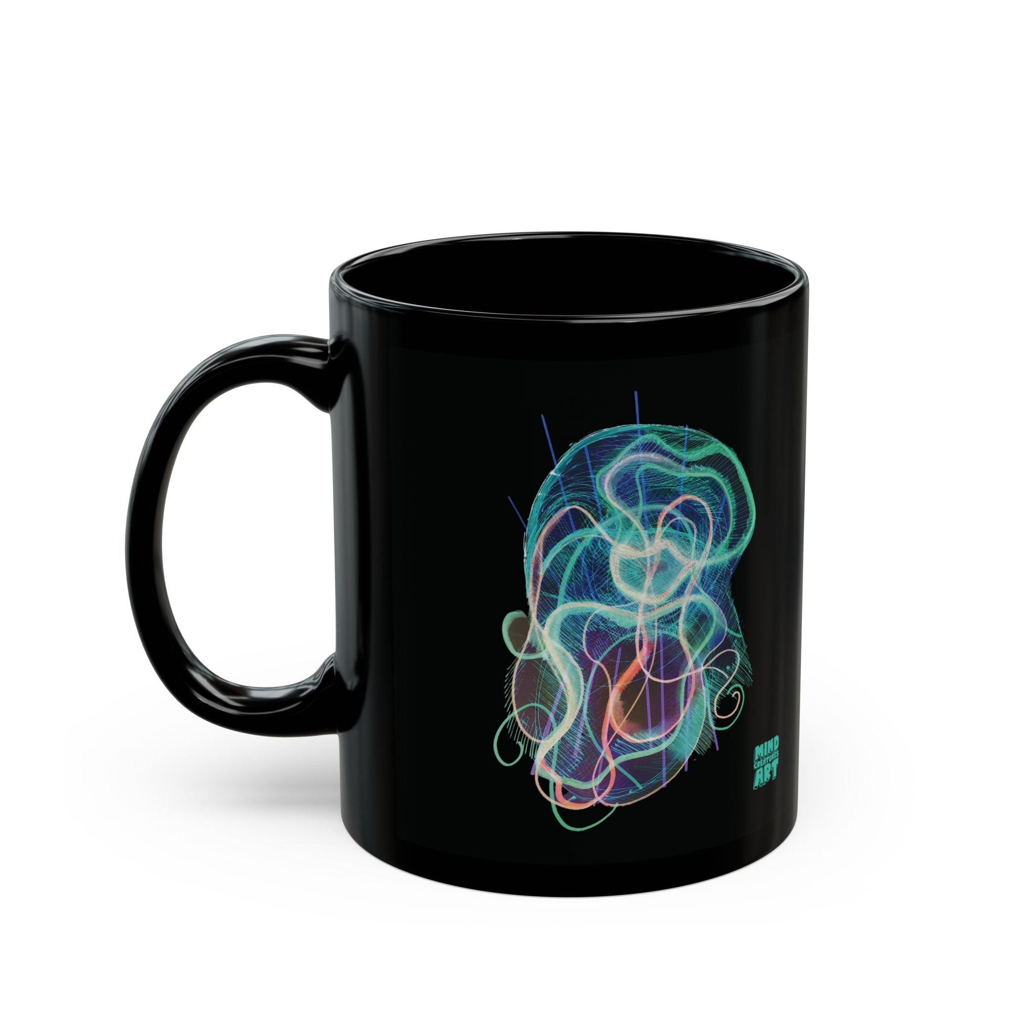 Davy Jones (Electric Teal) Black Ceramic Mug (11oz, 15oz)