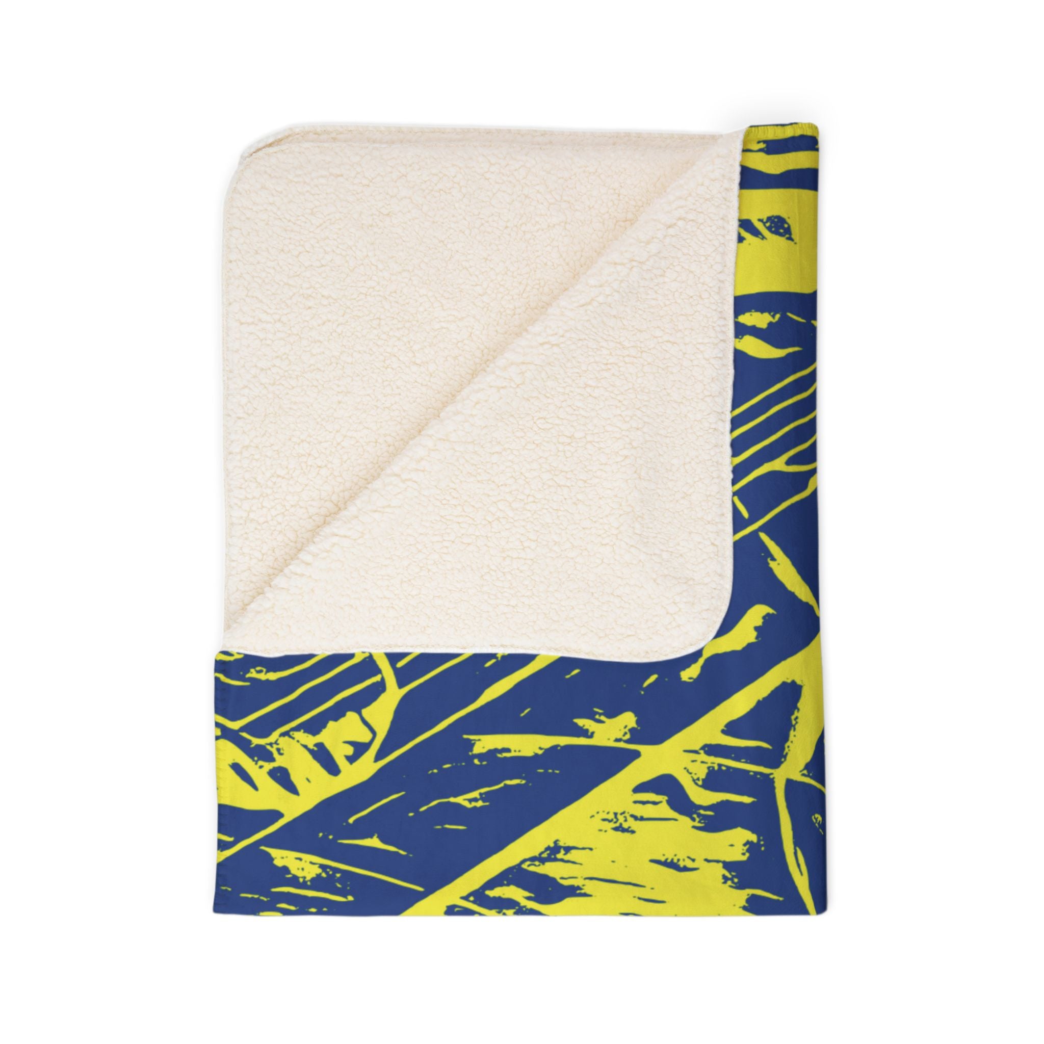 Love (Yellow, Dark Blue Background) Fleece Sherpa Blanket