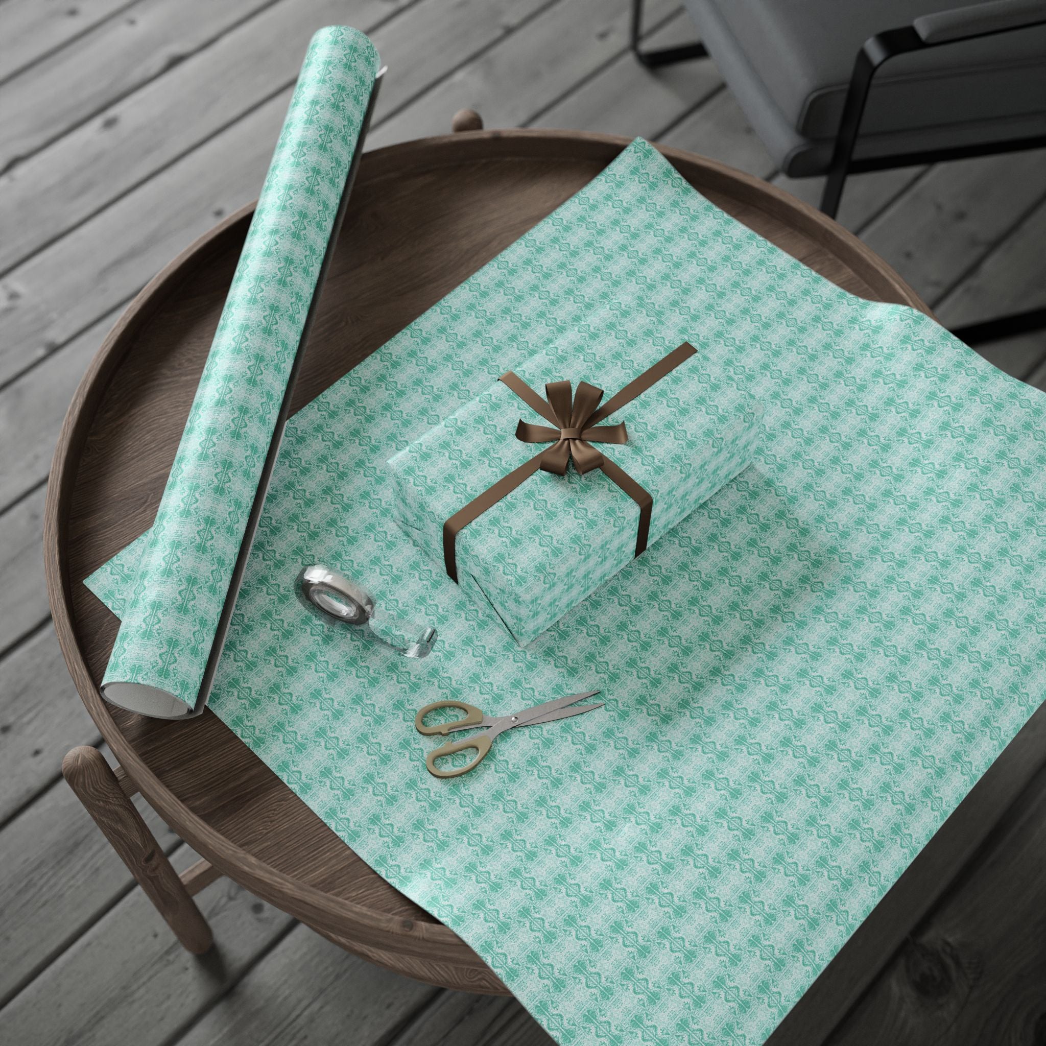 Love (Seafoam, White Background) Heavy Wrapping Paper
