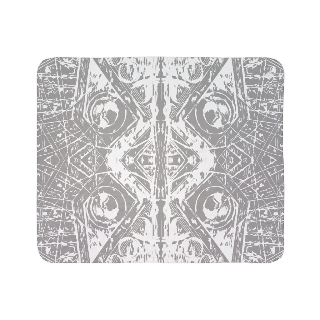 Love (White, Mirror, Gray Background) Fleece Sherpa Blanket