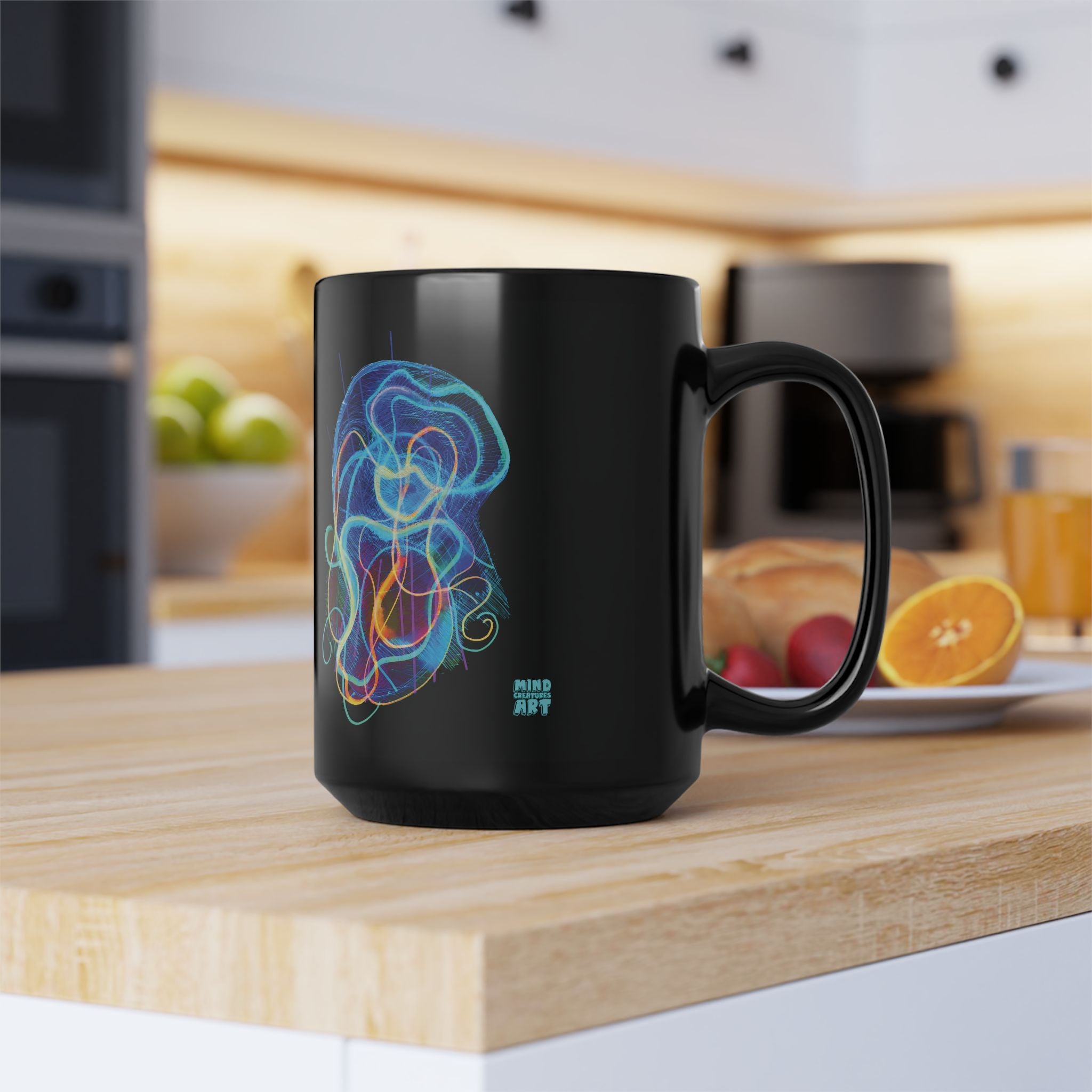 Davy Jones (Electric Blue) Black Ceramic Mug (11oz, 15oz)