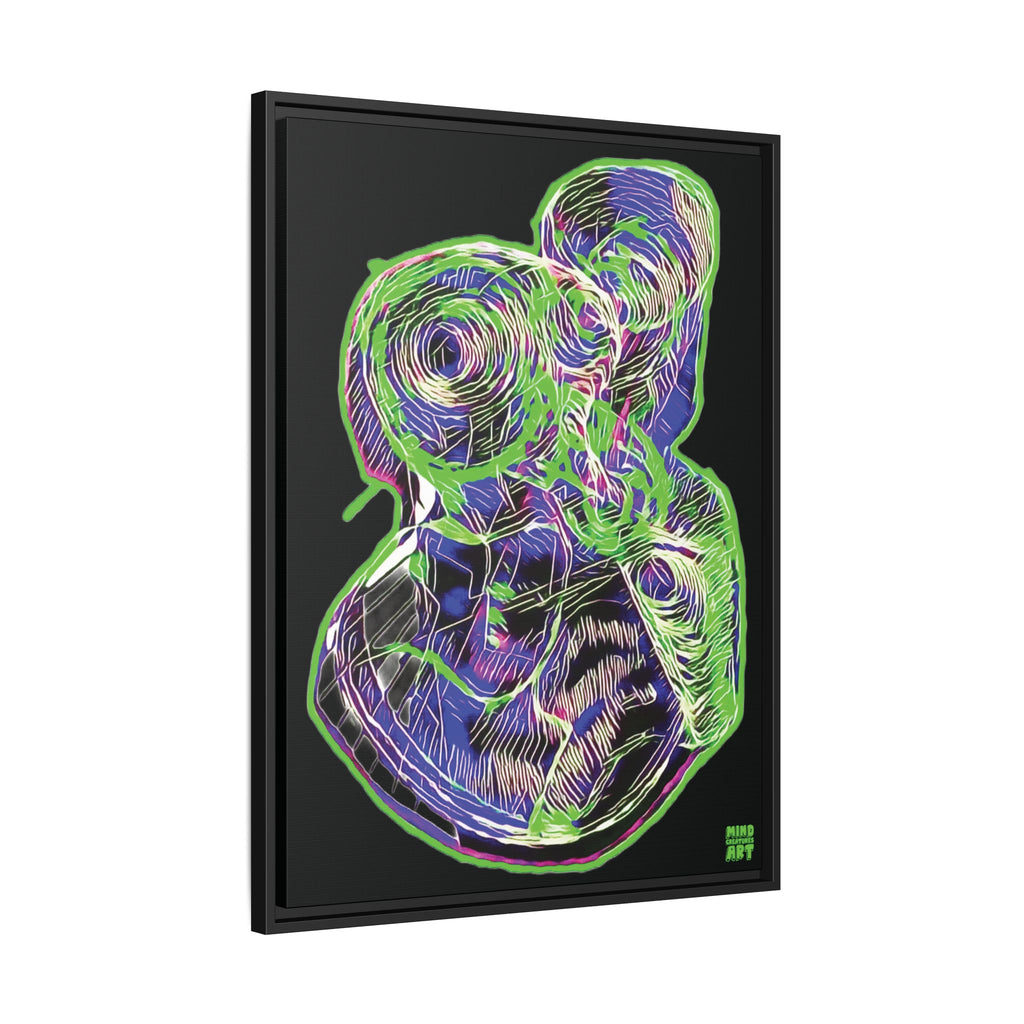Curiosity (Electric Green, Black Background) Matte Canvas, Framed