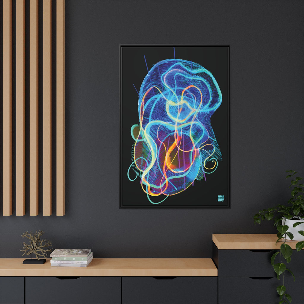 Davy Jones (Electric Blue, Black Background) Matte Canvas, Framed