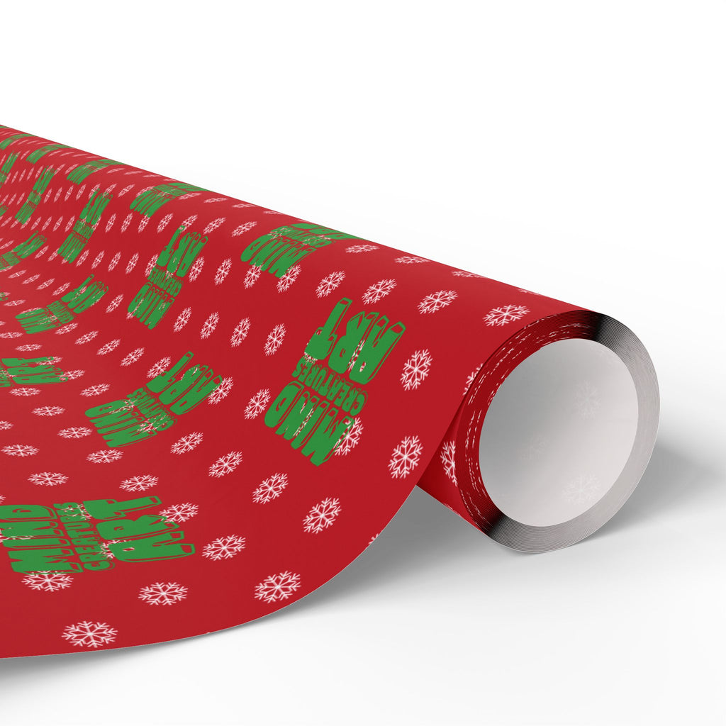 MCA Logo & Snowflake (Green, Red Background) Heavy Wrapping Paper