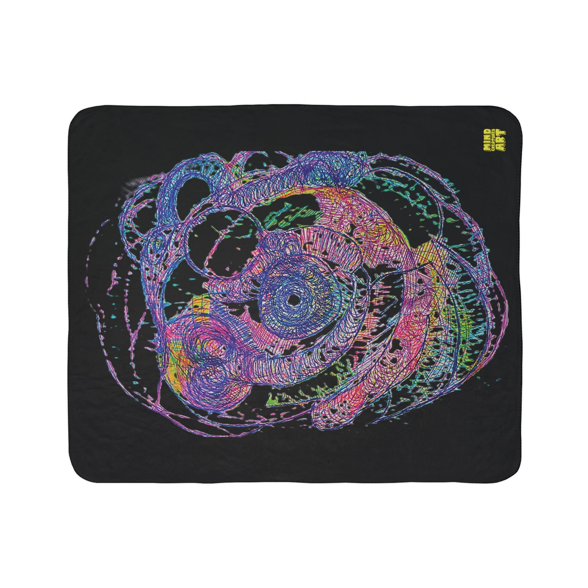Spiraling (Black Background) Fleece Sherpa Blanket
