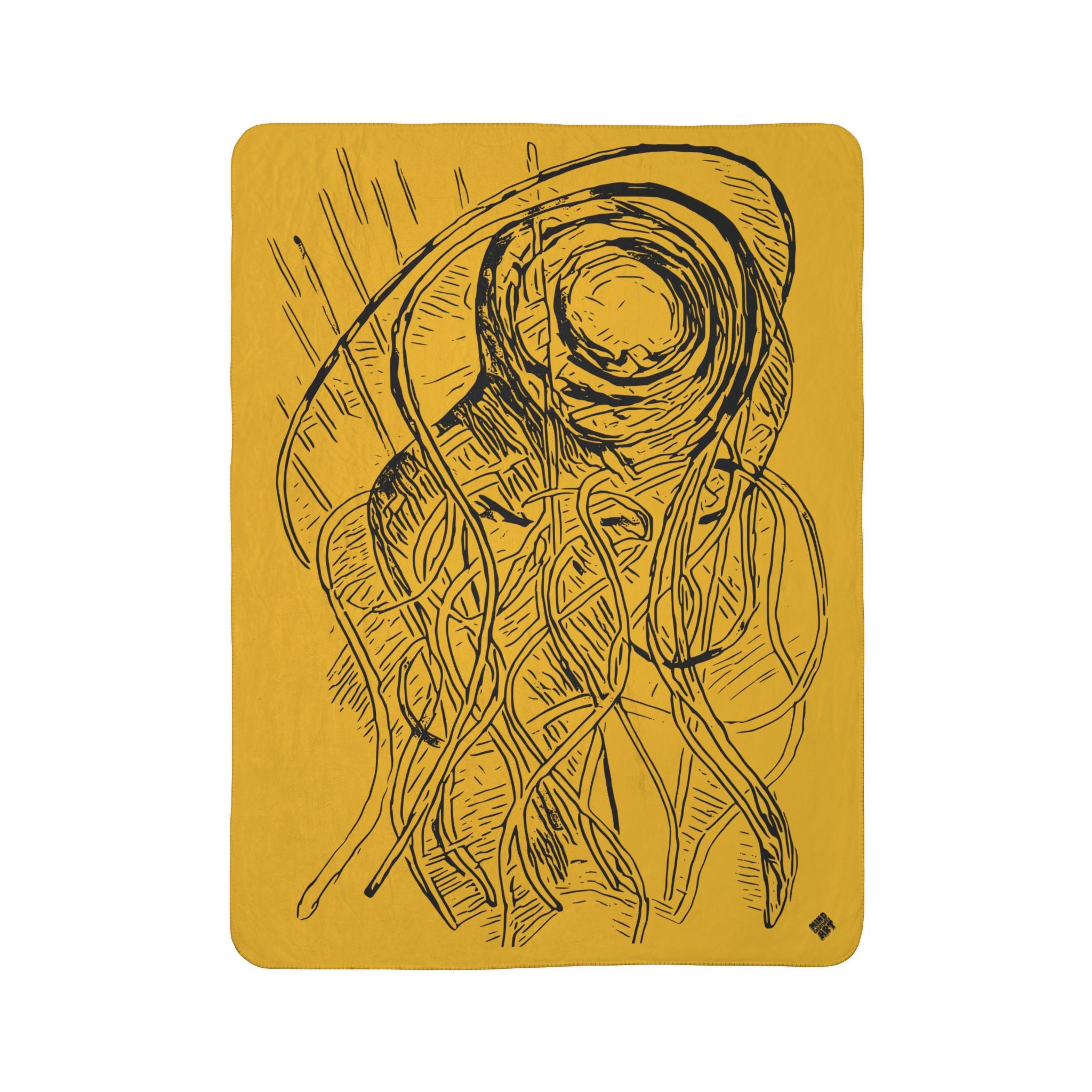 Jelly Jam (Black, Yellow Background) Fleece Sherpa Blanket