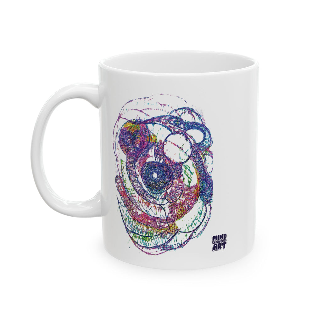 Spiraling White Ceramic Mug, (11oz, 15oz)