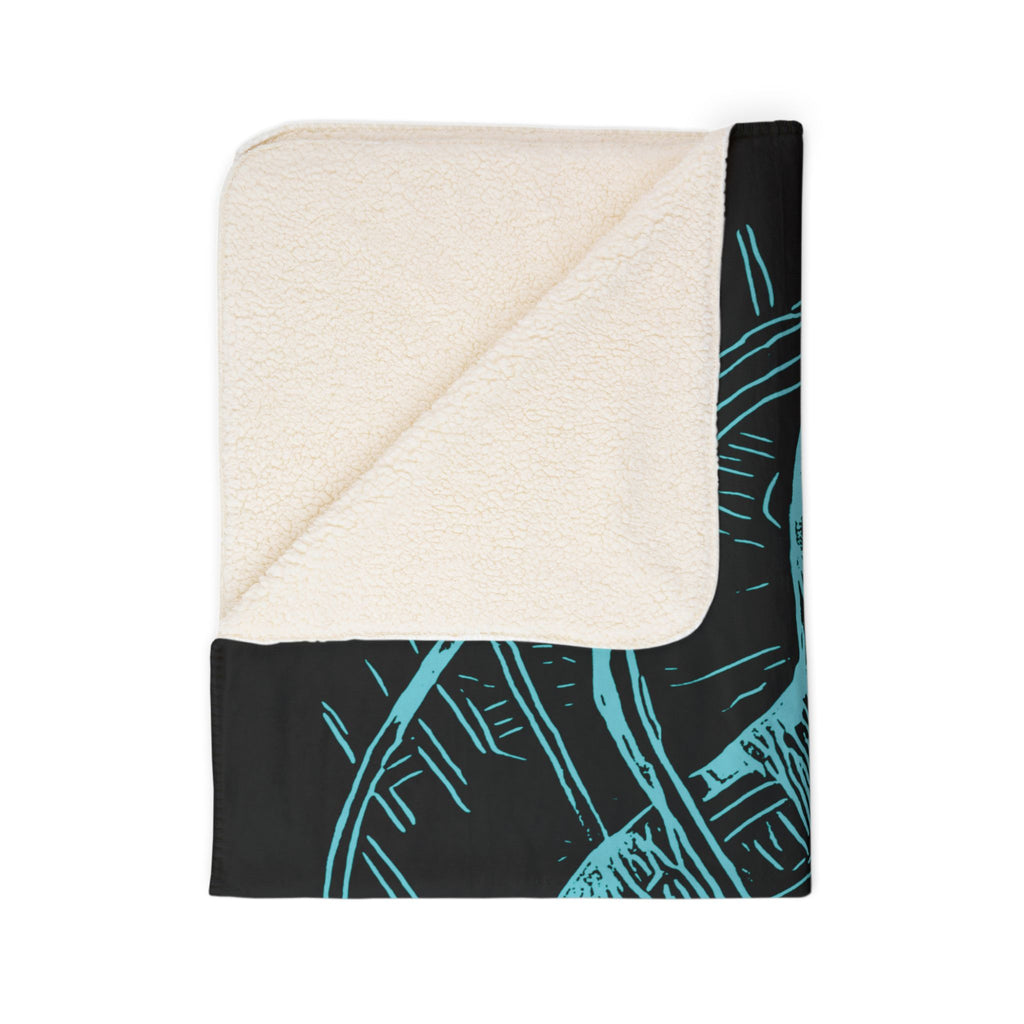 Jelly Jam (Aqua, Black Background) Fleece Sherpa Blanket
