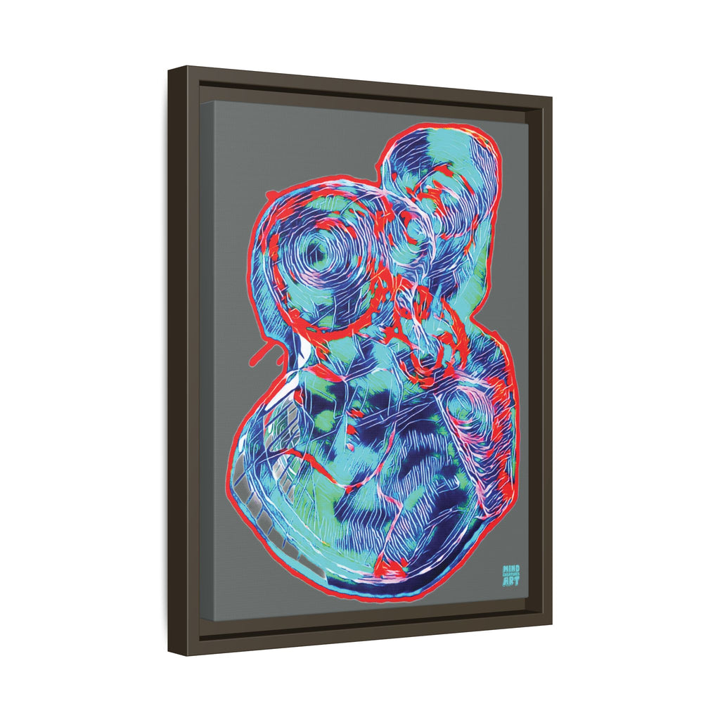 Curiosity (Red & Teal, Dark Gray Background) Matte Canvas, Framed