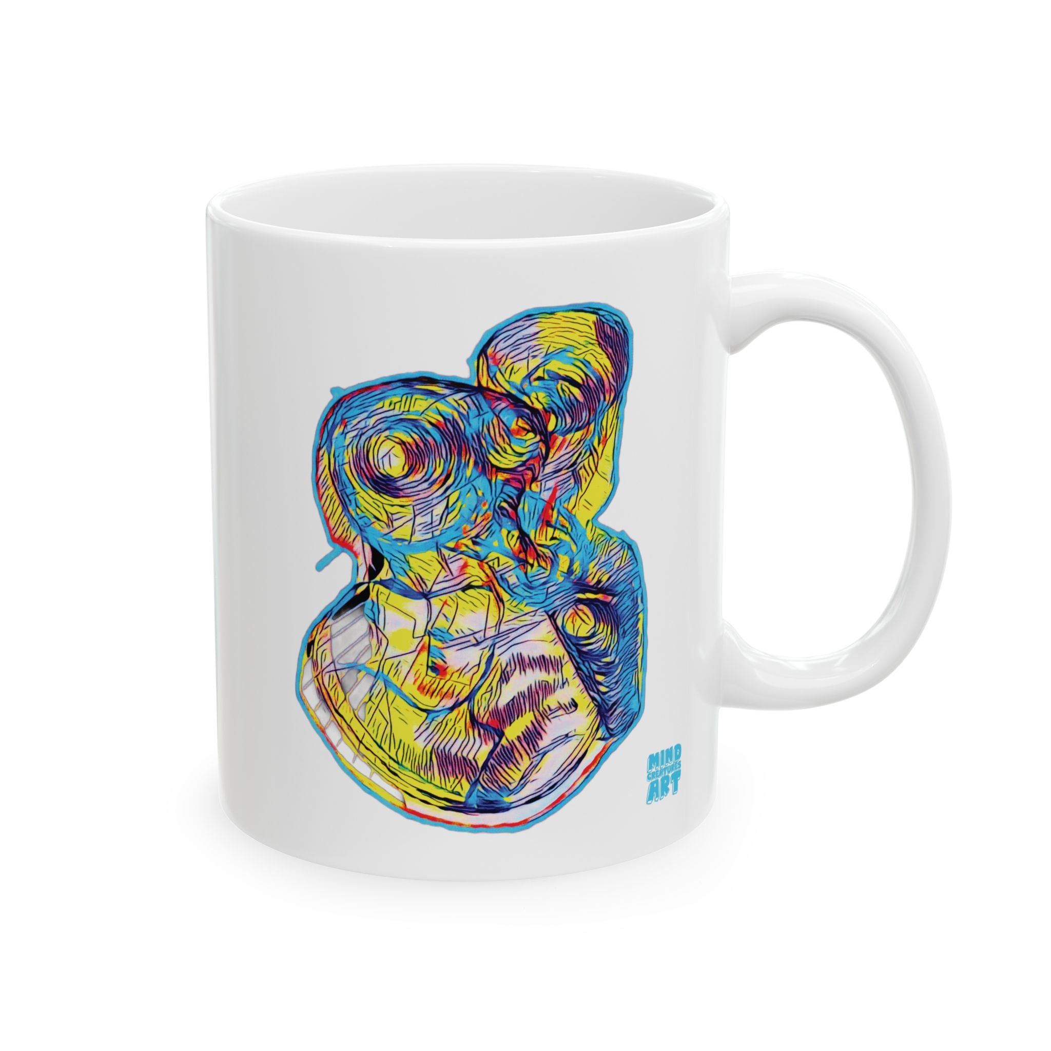 Curiosity (Neon) White Ceramic Mug, (11oz, 15oz)