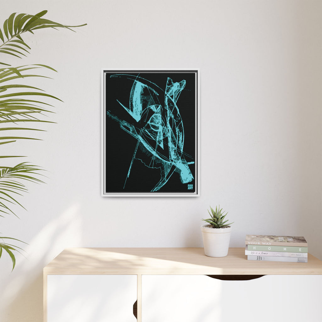 Watching (Aqua, Black Background) Matte Canvas, Framed