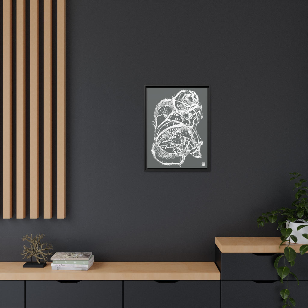 Exploration (White, Dark Gray Background) Matte Canvas, Framed