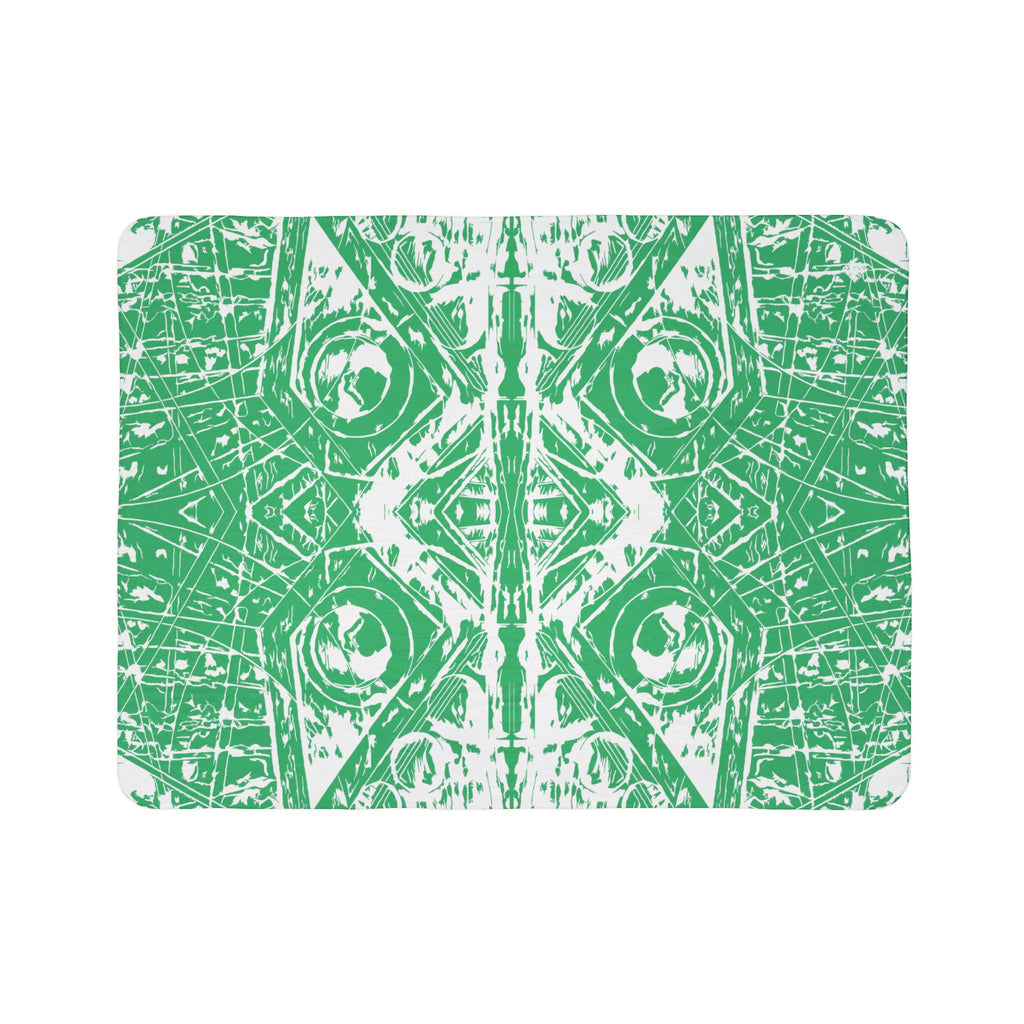Love (White, Mirror, Green Background) Fleece Sherpa Blanket