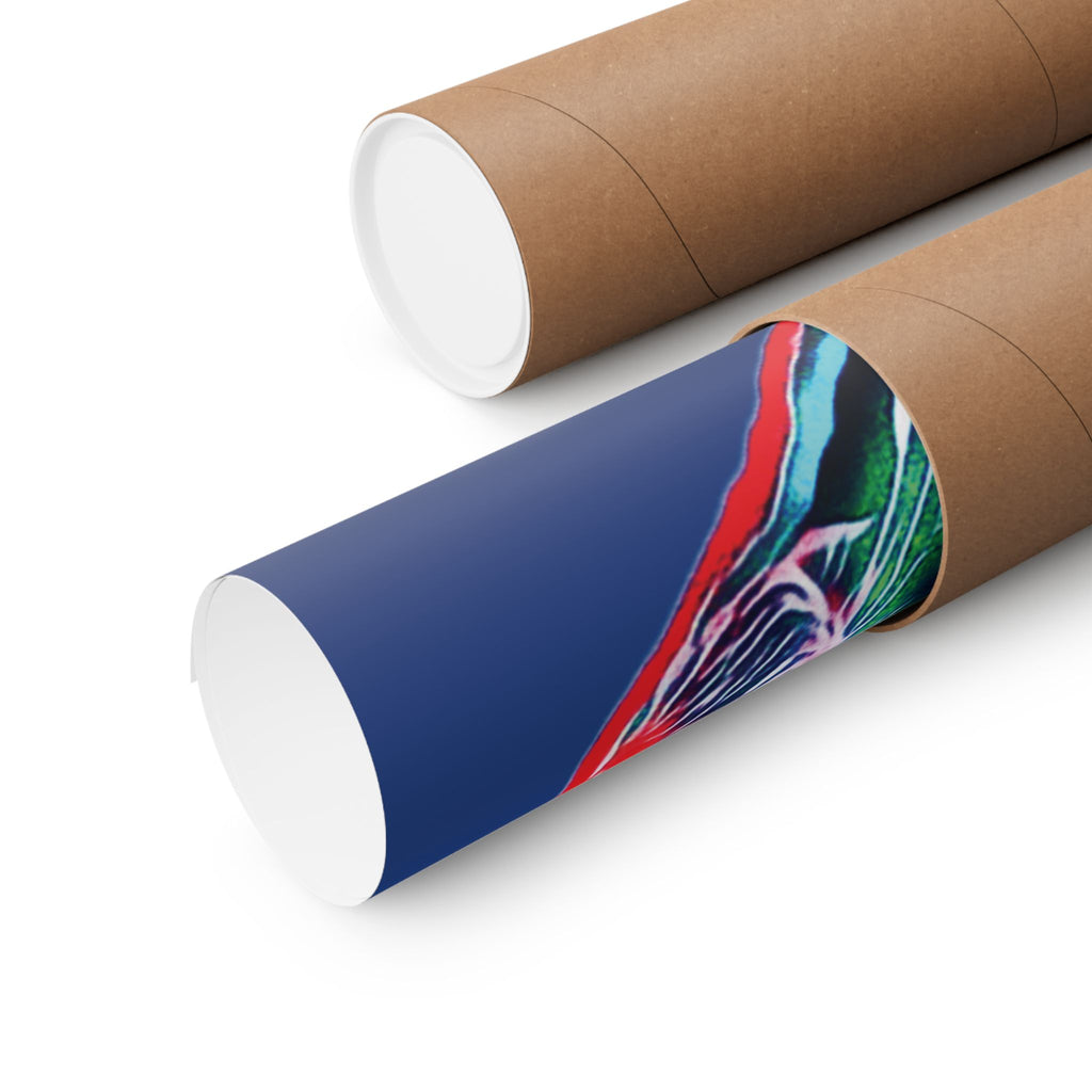 Curiosity (Red & Green, Dark Blue Background) Matte Poster