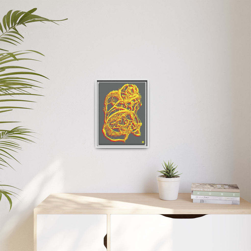 Exploration (Blur, Red & Yellow, Dark Gray Background) Matte Canvas, Framed