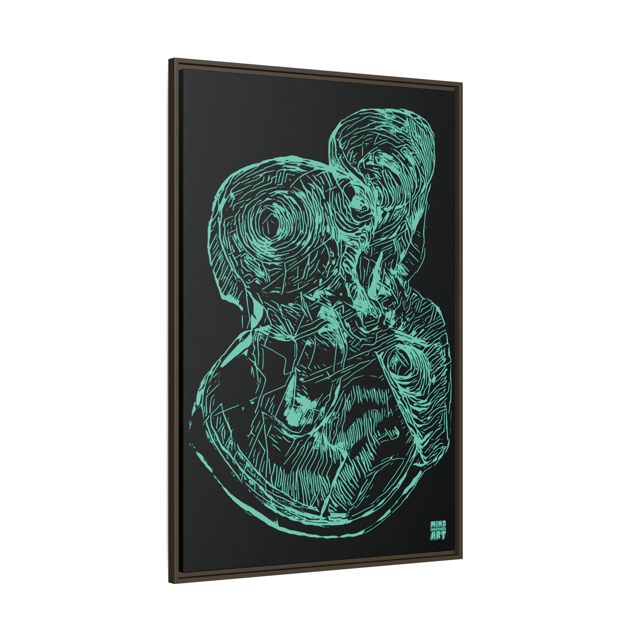 Curiosity (Teal, Black Background) Matte Canvas, Framed