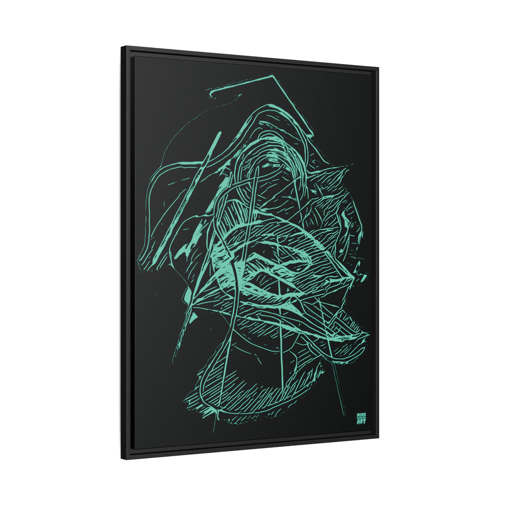Dive Reflex (Teal, Black Background) Matte Canvas, Framed