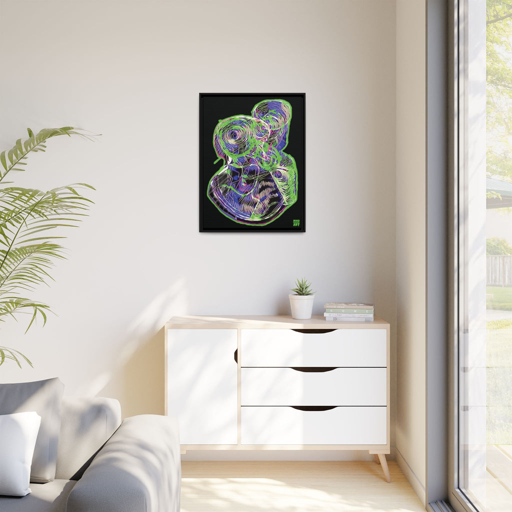 Curiosity (Electric Green, Black Background) Matte Canvas, Framed