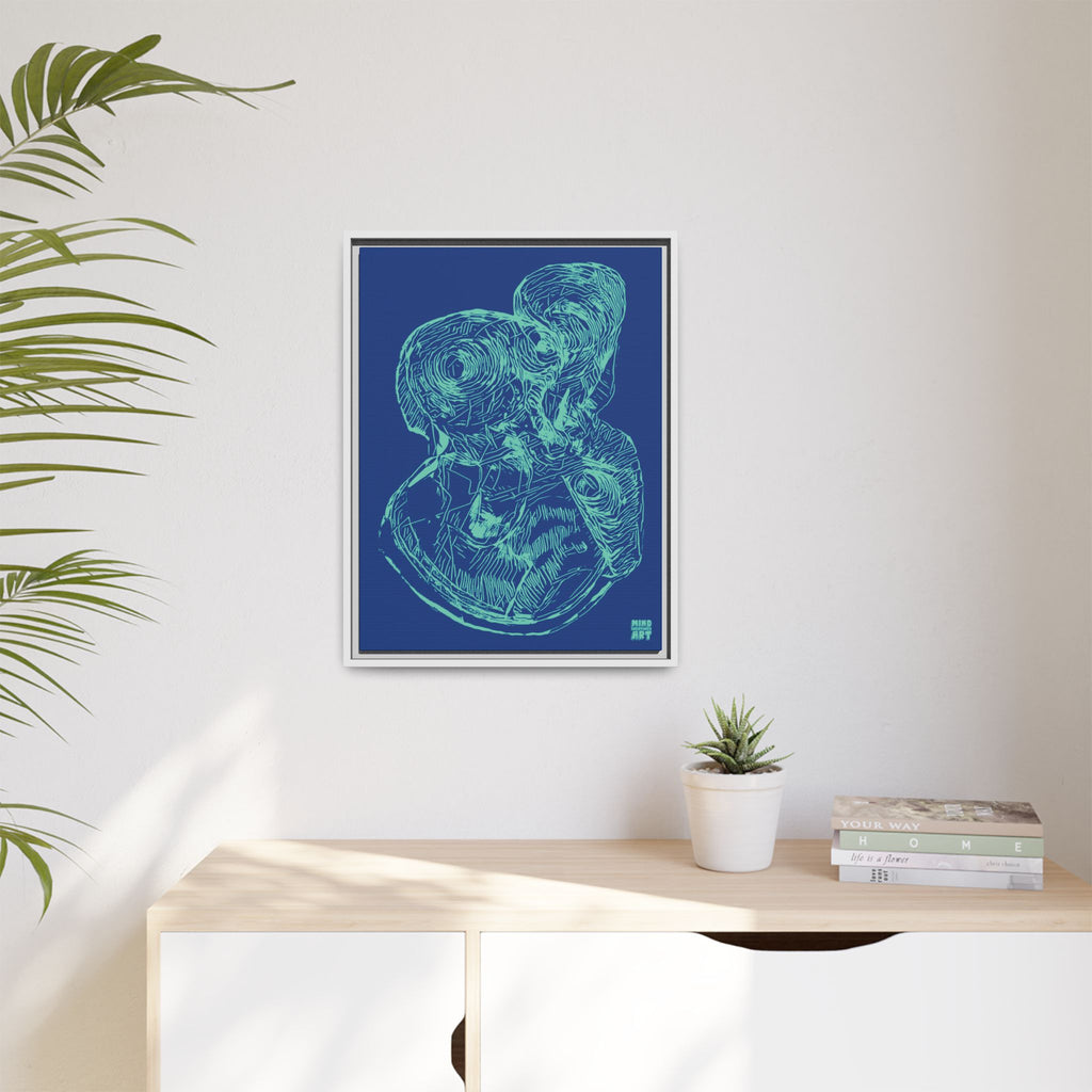 Curiosity (Teal, Dark Blue Background) Matte Canvas, Framed