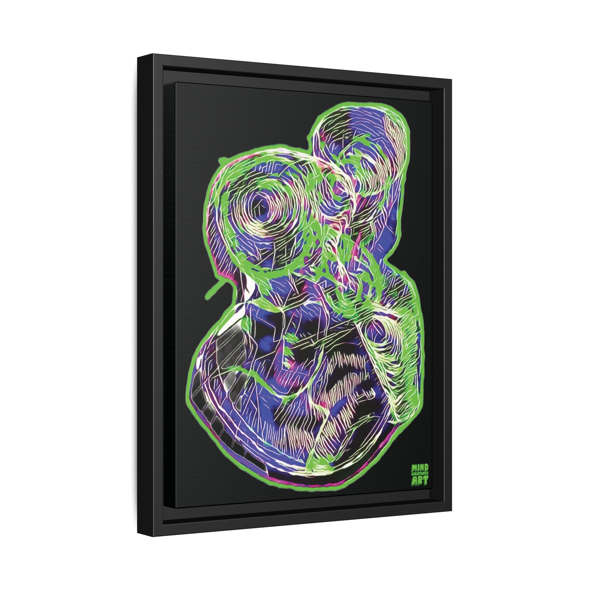 Curiosity (Electric Green, Black Background) Matte Canvas, Framed