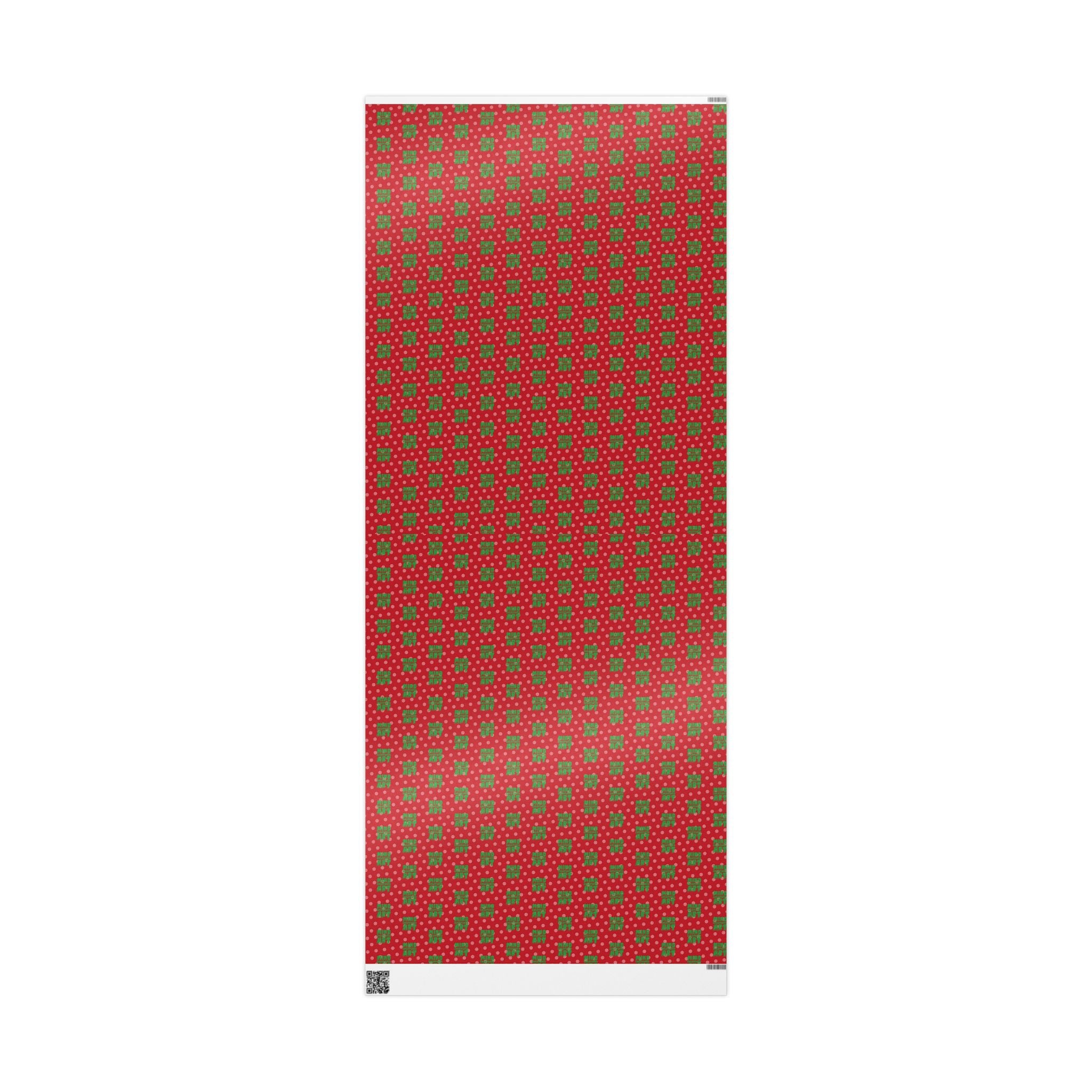 MCA Logo & Snowflake (Green, Red Background) Heavy Wrapping Paper