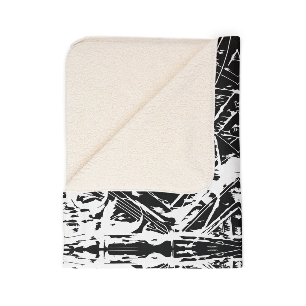 Love (White, Mirror, Black Background) Fleece Sherpa Blanket