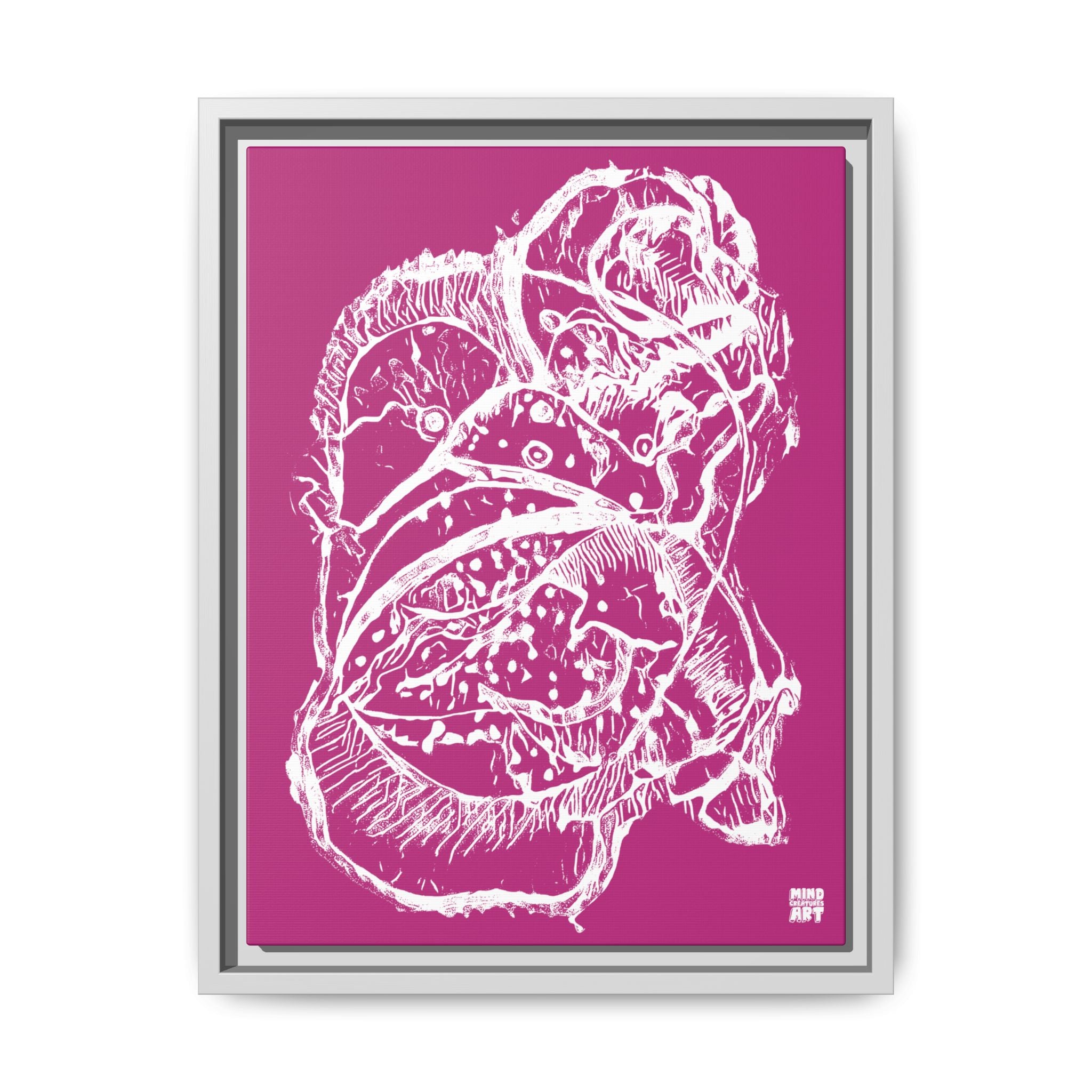 Exploration (White, Pink Background) Matte Canvas, Framed