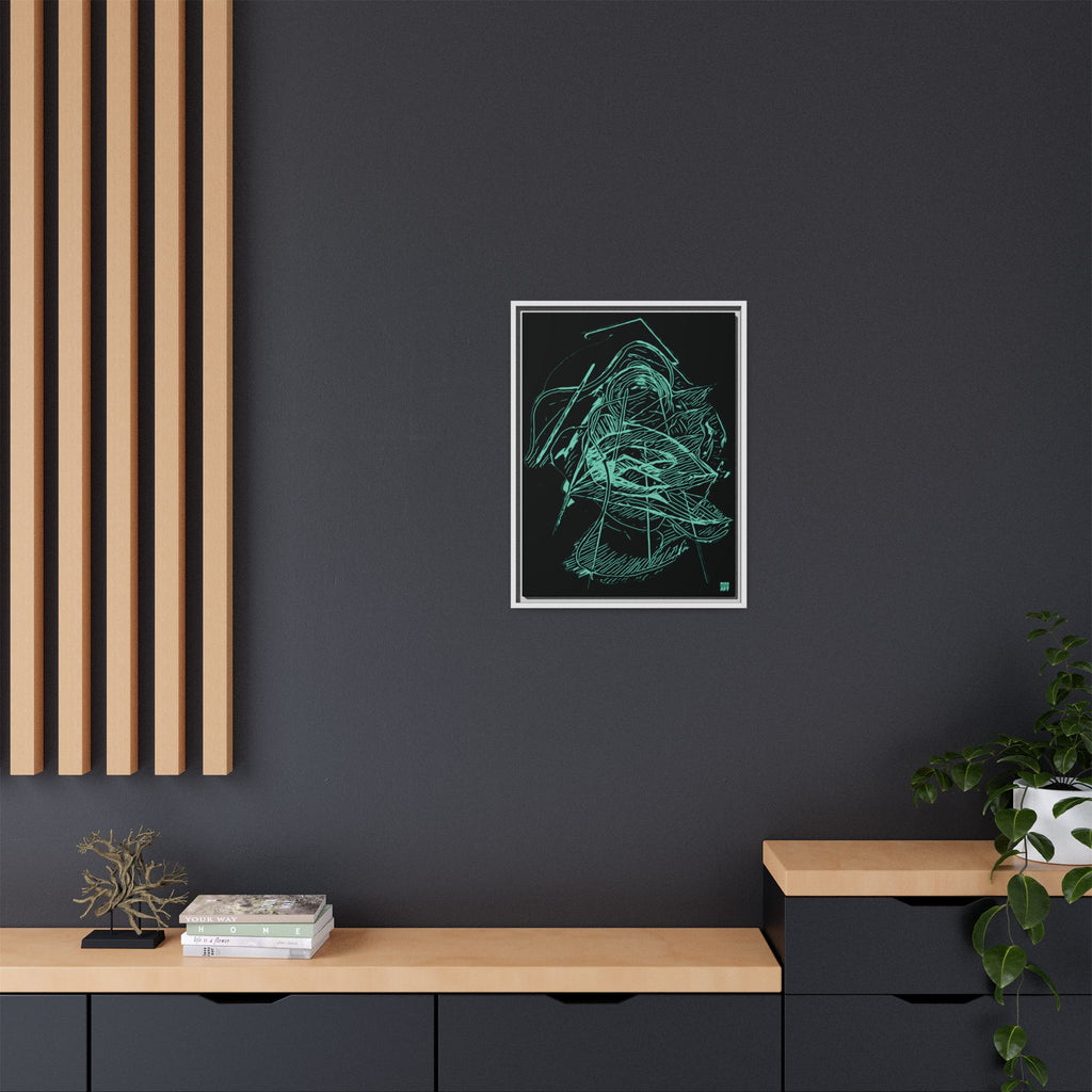 Dive Reflex (Teal, Black Background) Matte Canvas, Framed