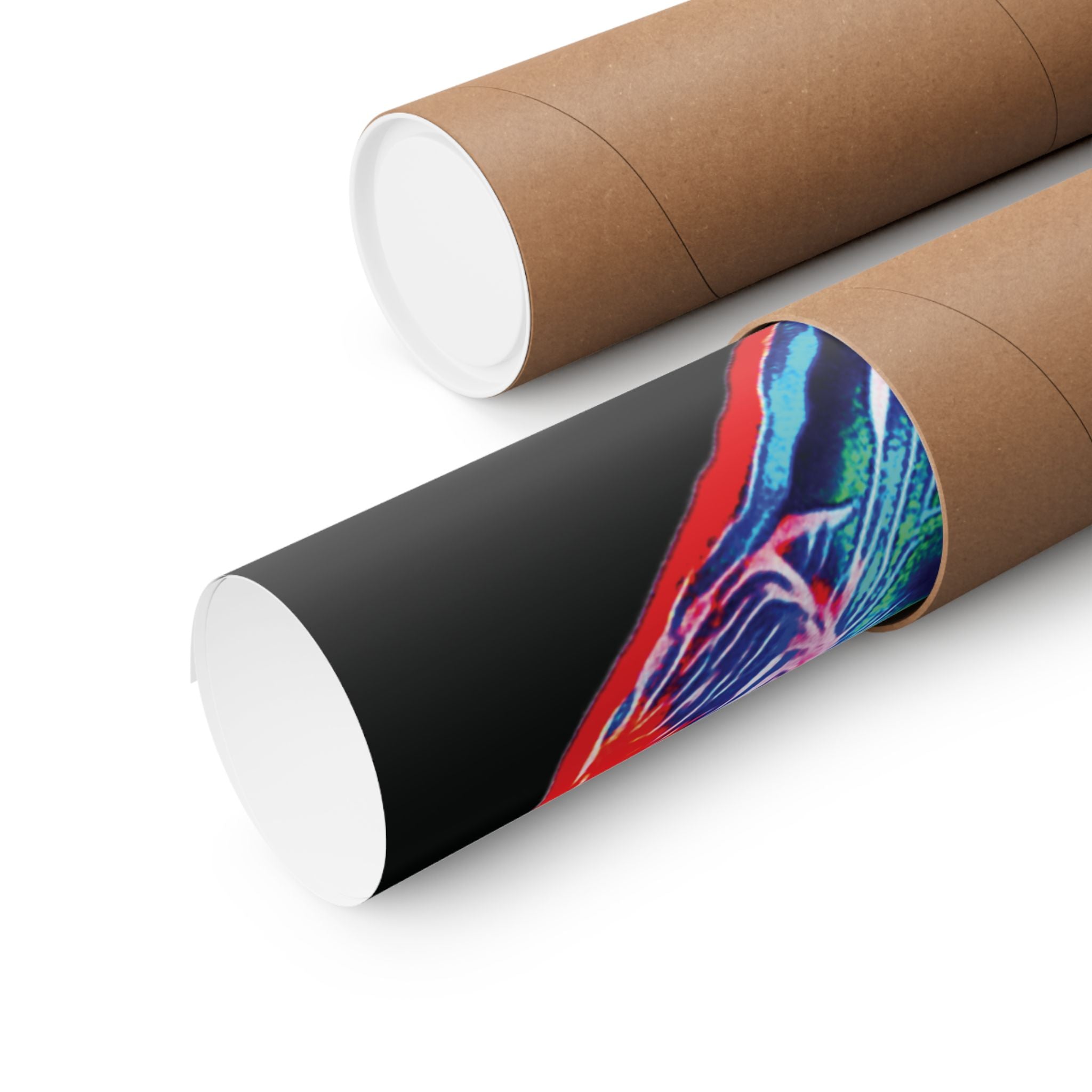 Curiosity (Red & Teal, Black Background) Matte Vertical Poster