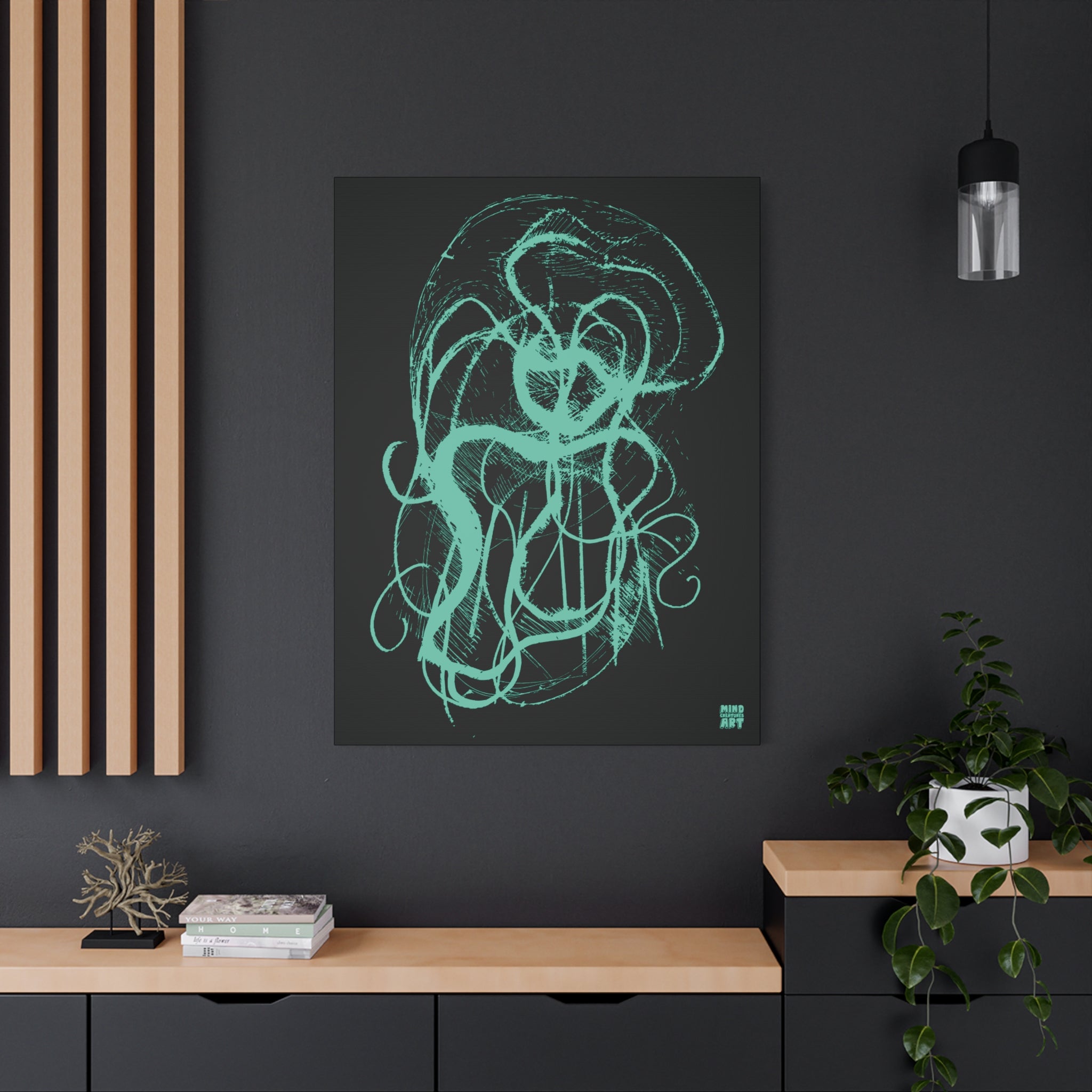 Davy Jones (Teal, Black Background) Matte Canvas, Stretched, 1.25"