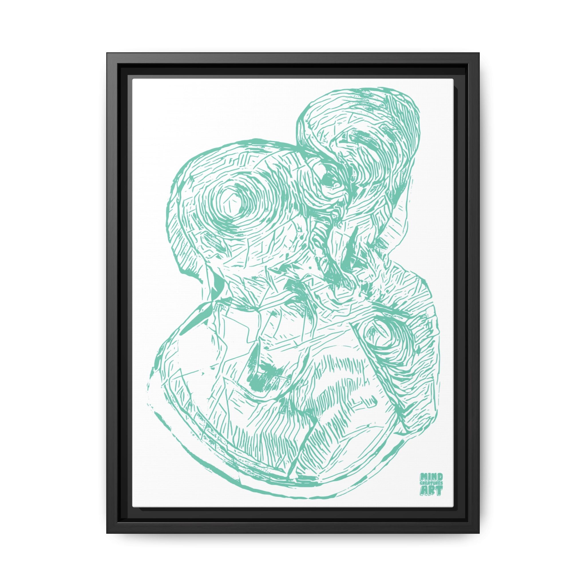 Curiosity (Teal, White Background) Matte Canvas, Framed