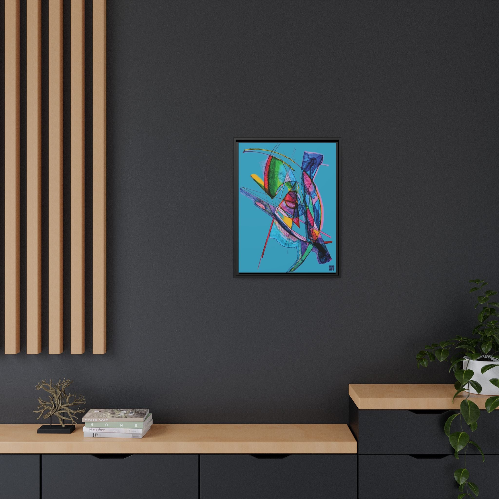 Watching (Turquoise Background) Matte Canvas, Framed