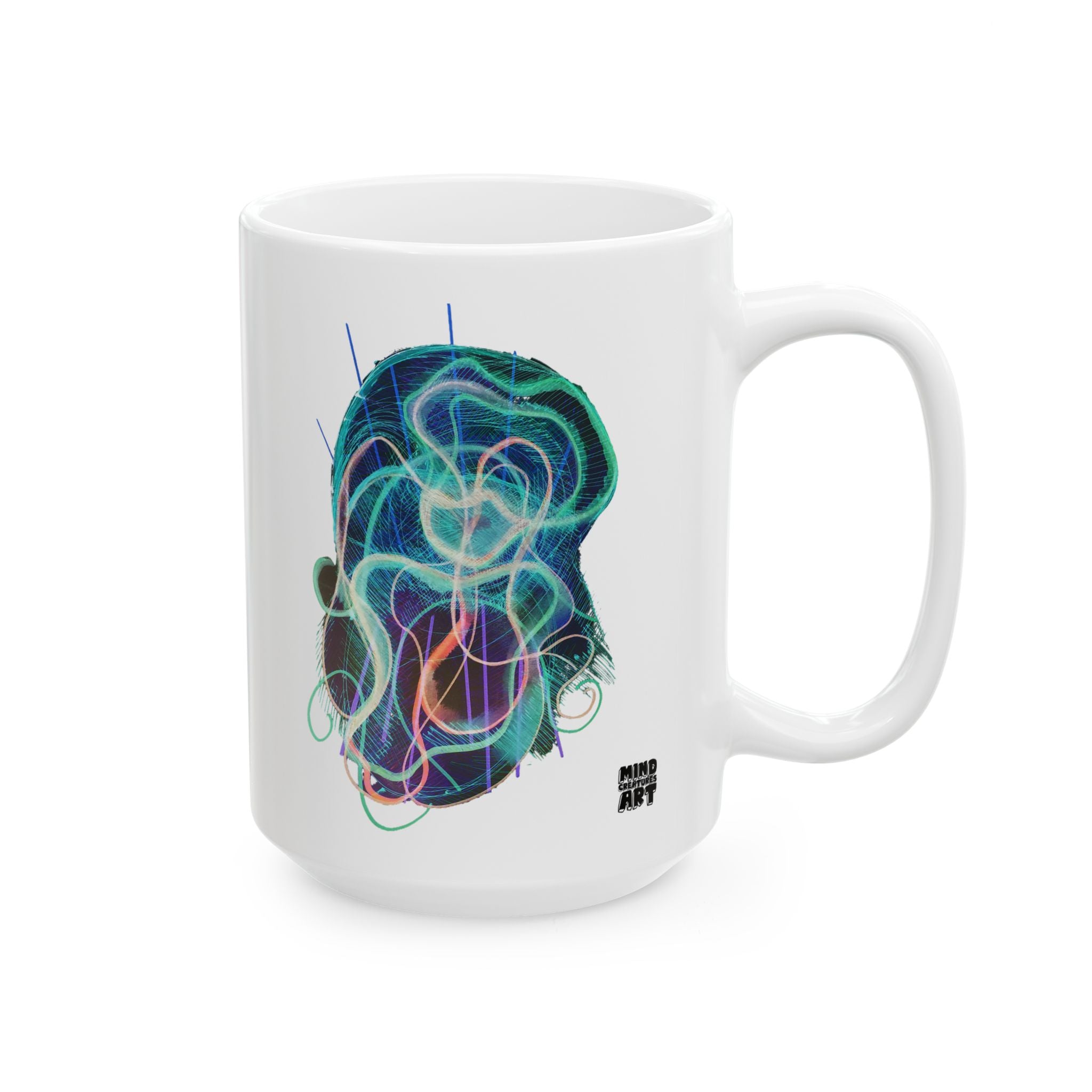 Davy Jones (Electric Teal) White Ceramic Mug, (11oz, 15oz)