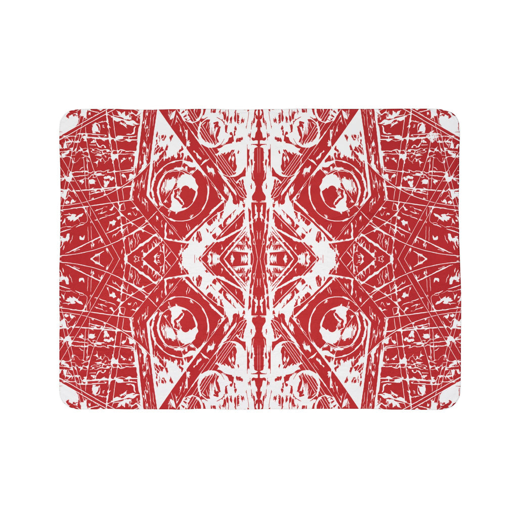 Love (White, Mirror, Red Background) Fleece Sherpa Blanket
