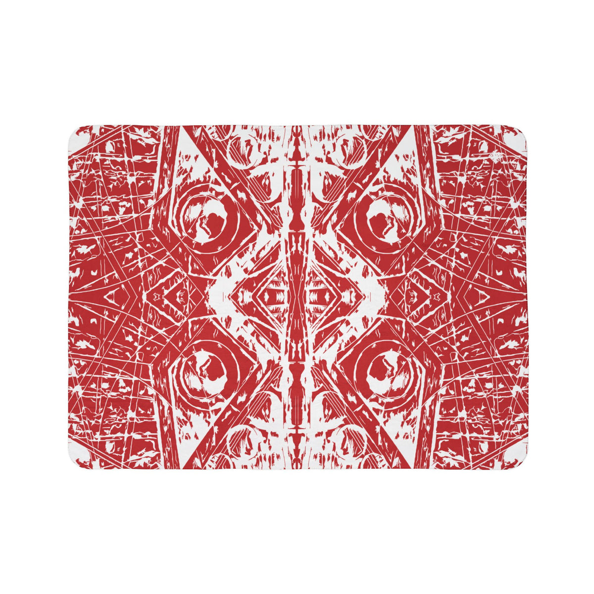 Love (White, Mirror, Red Background) Fleece Sherpa Blanket