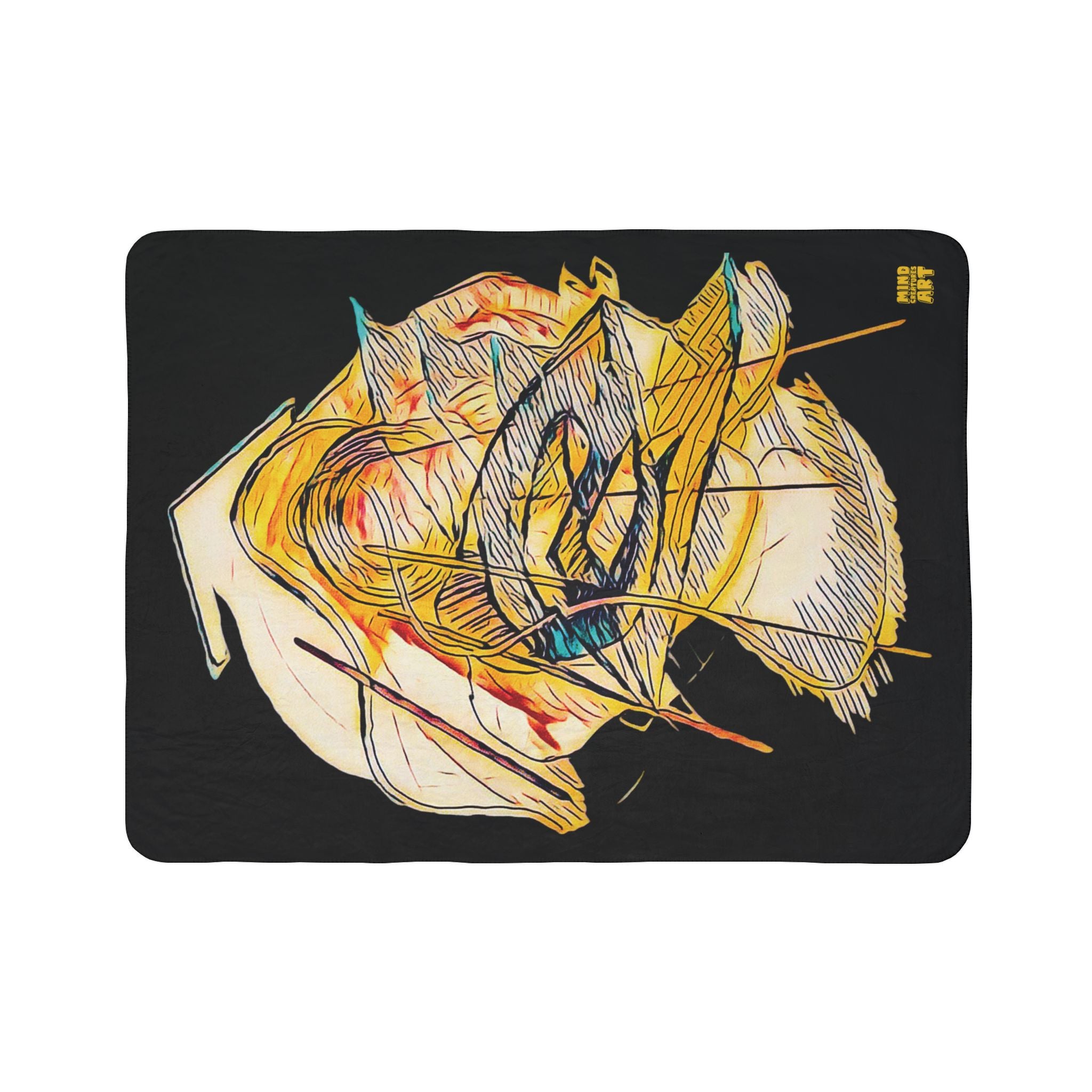 Dive Reflex (Gold, Black Background) Fleece Sherpa Blanket