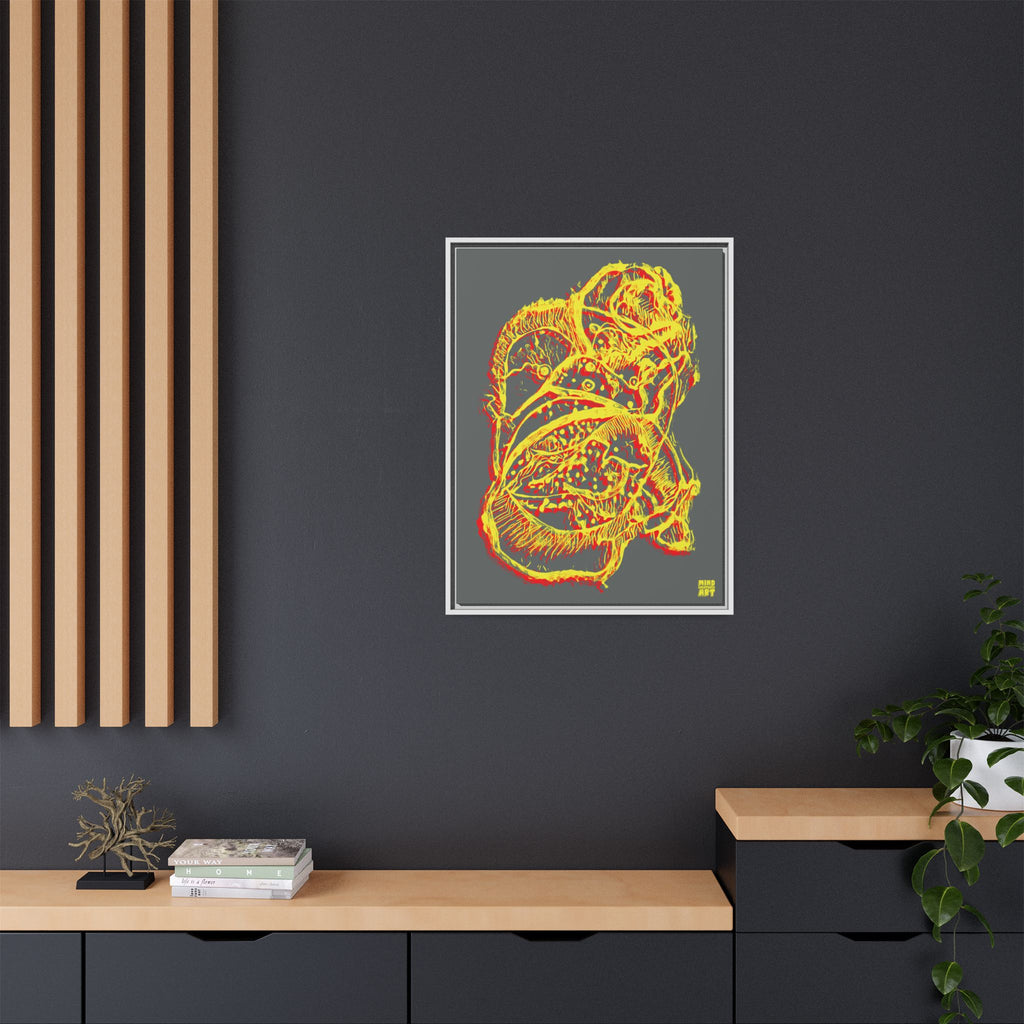 Exploration (Blur, Red & Yellow, Dark Gray Background) Matte Canvas, Framed