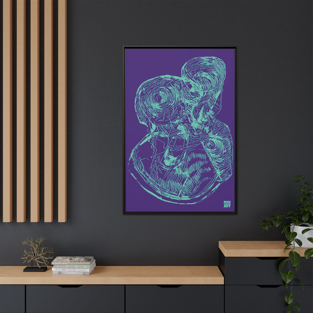 Curiosity (Teal, Purple Background) Matte Canvas, Framed