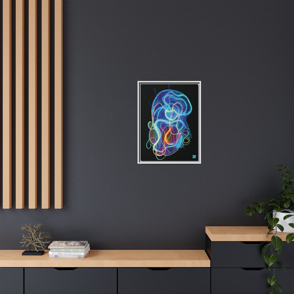 Davy Jones (Electric Blue, Black Background) Matte Canvas, Framed