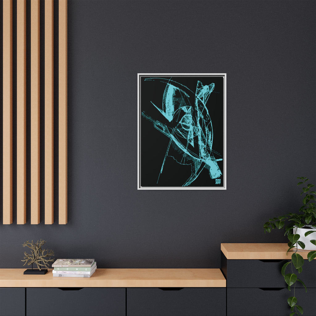 Watching (Aqua, Black Background) Matte Canvas, Framed