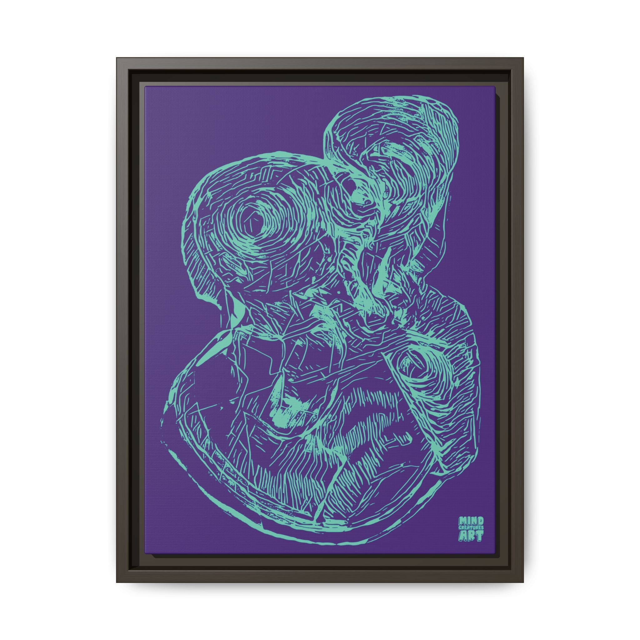 Curiosity (Teal, Purple Background) Matte Canvas, Framed