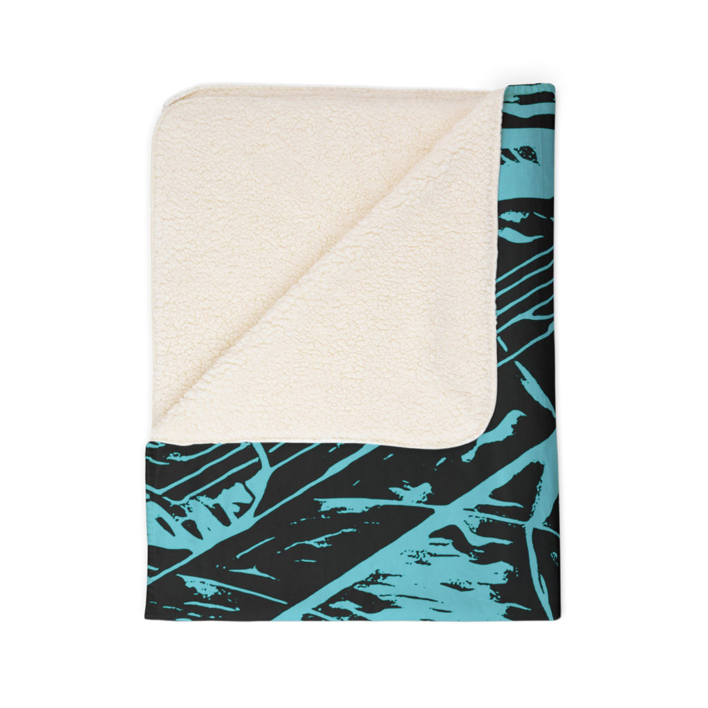 Love (Aqua, Black Background) Fleece Sherpa Blanket