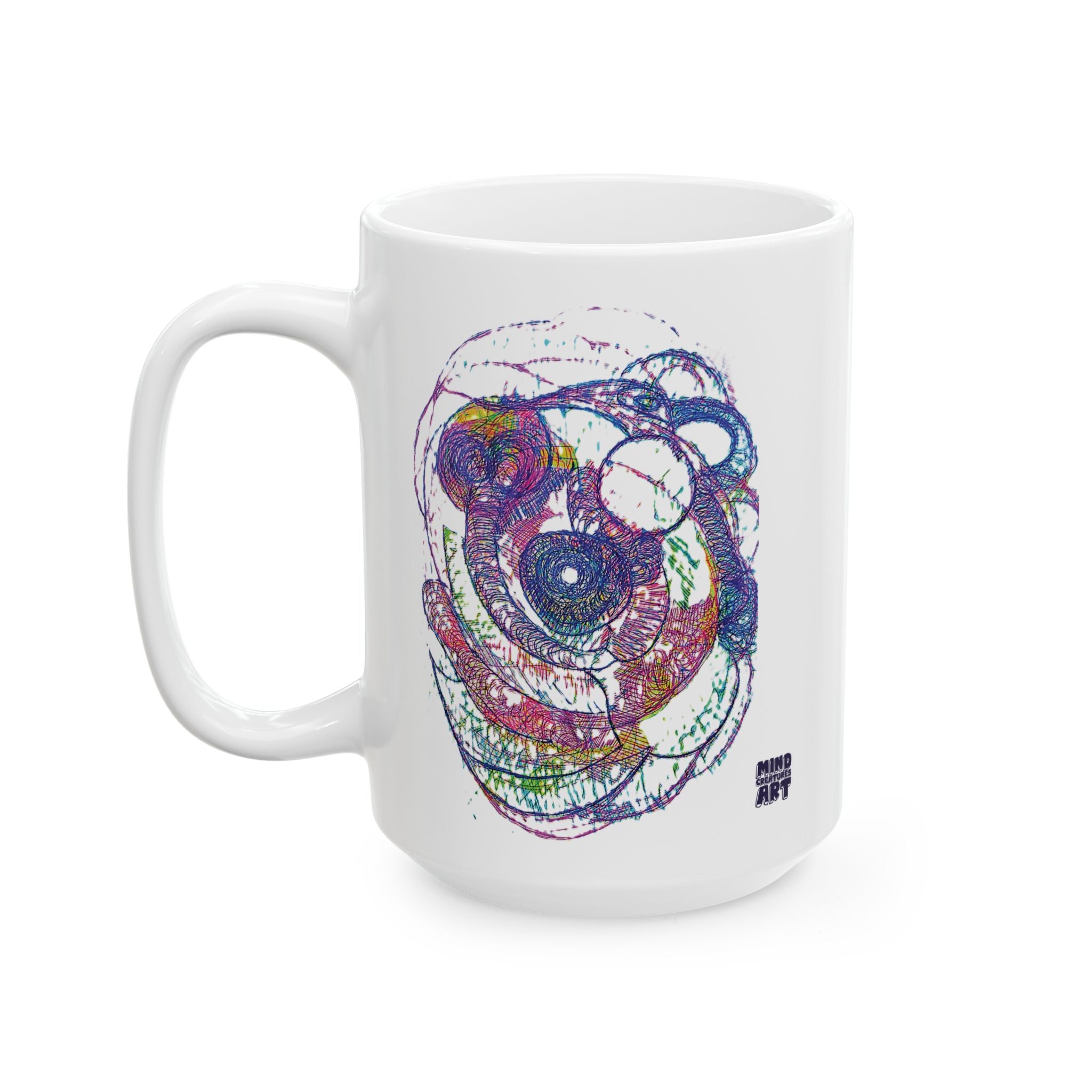 Spiraling White Ceramic Mug, (11oz, 15oz)