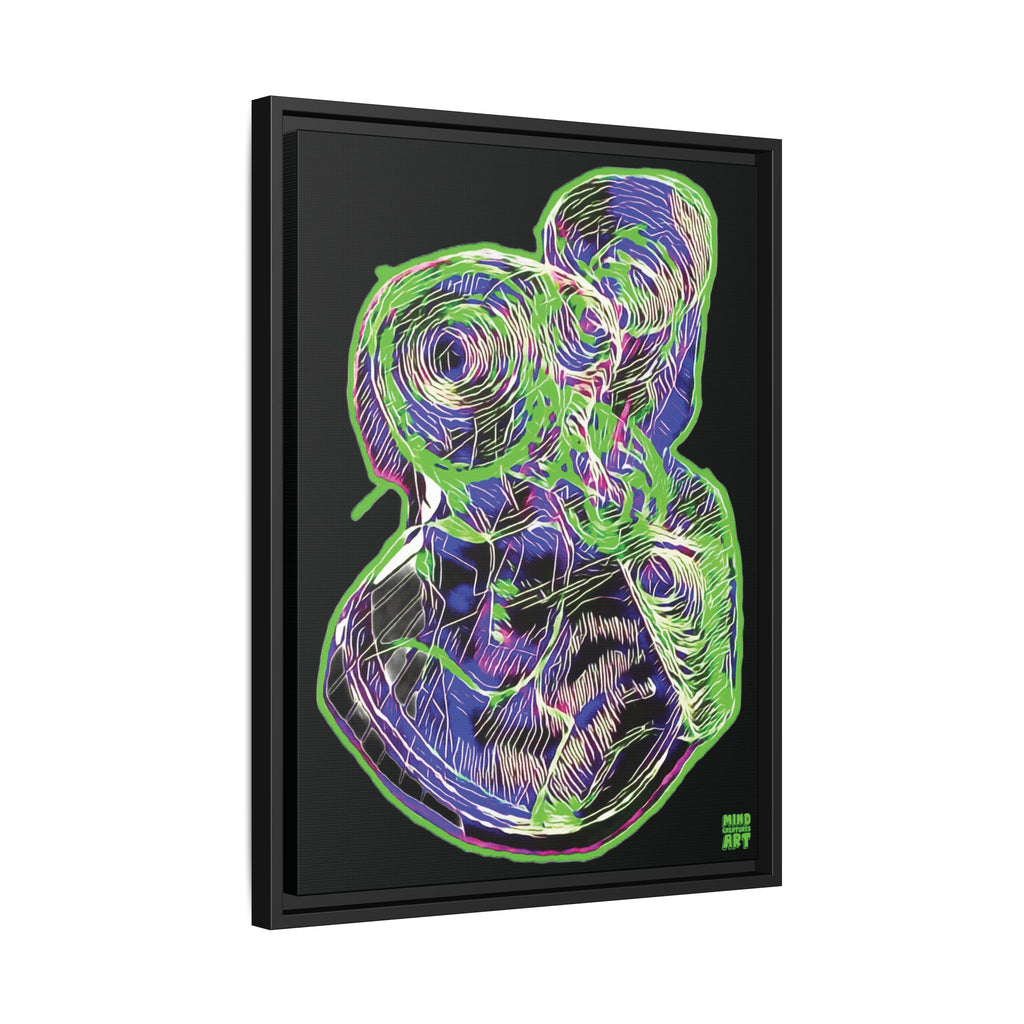 Curiosity (Electric Green, Black Background) Matte Canvas, Framed