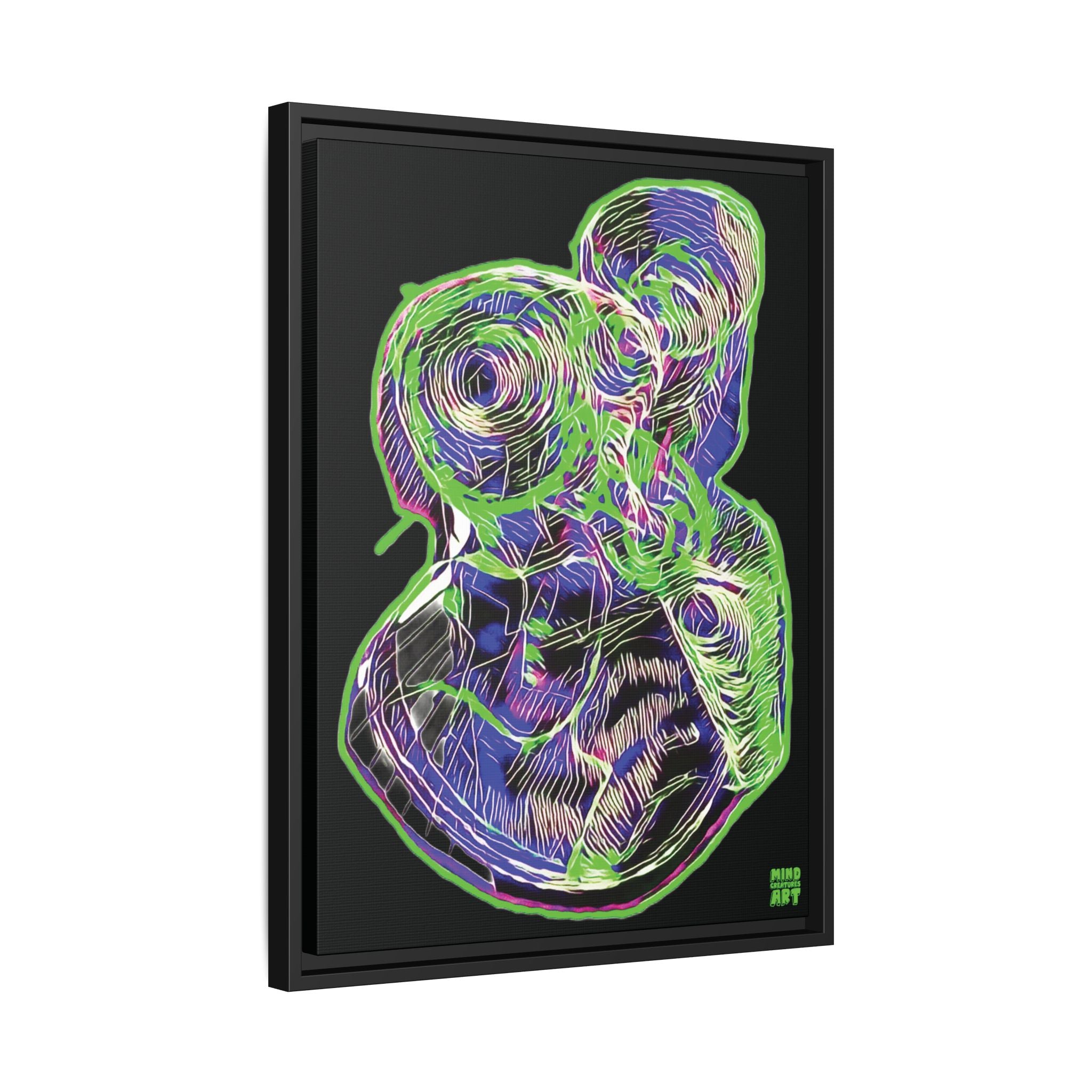 Curiosity (Electric Green, Black Background) Matte Canvas, Framed