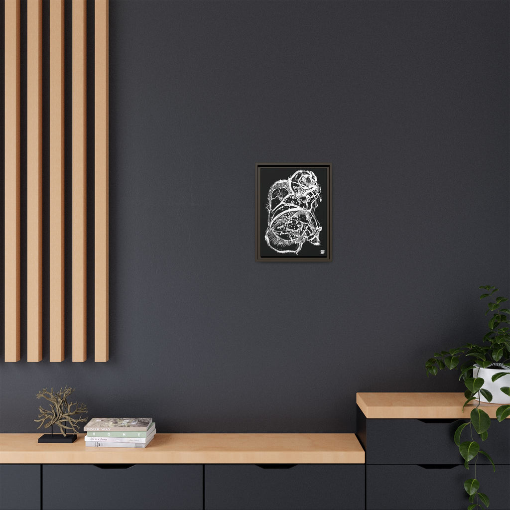 Exploration (White, Black Background) Matte Canvas, Framed