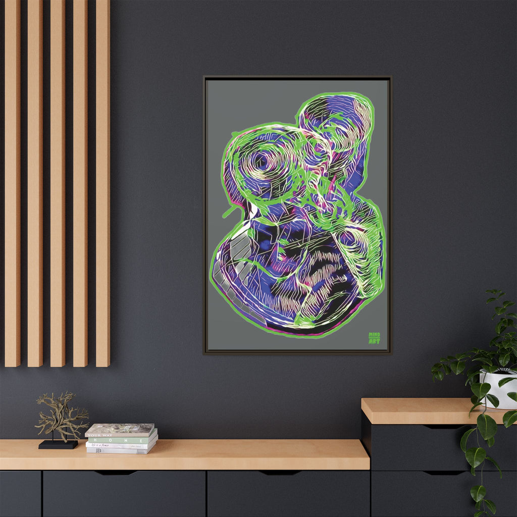 Curiosity (Electric Green, Dark Gray Background) Matte Canvas, Framed