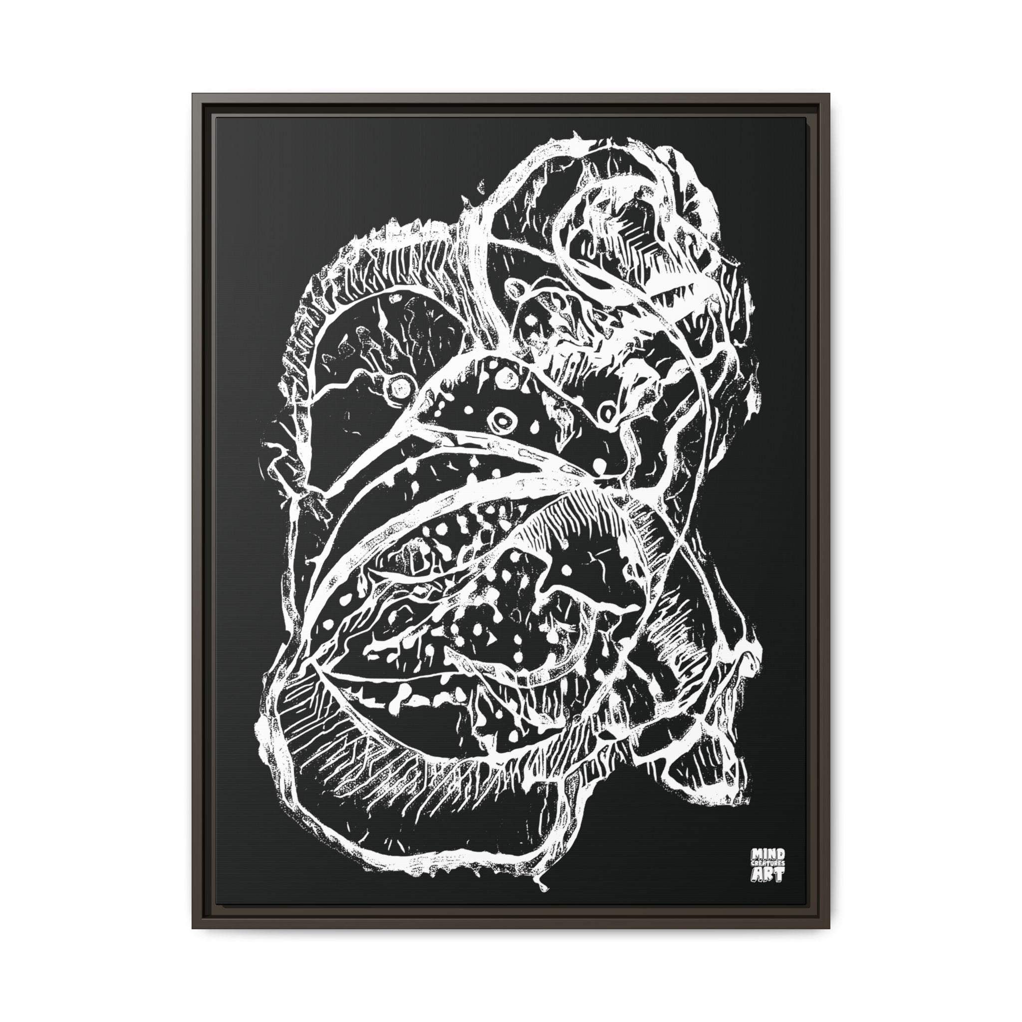 Exploration (White, Black Background) Matte Canvas, Framed