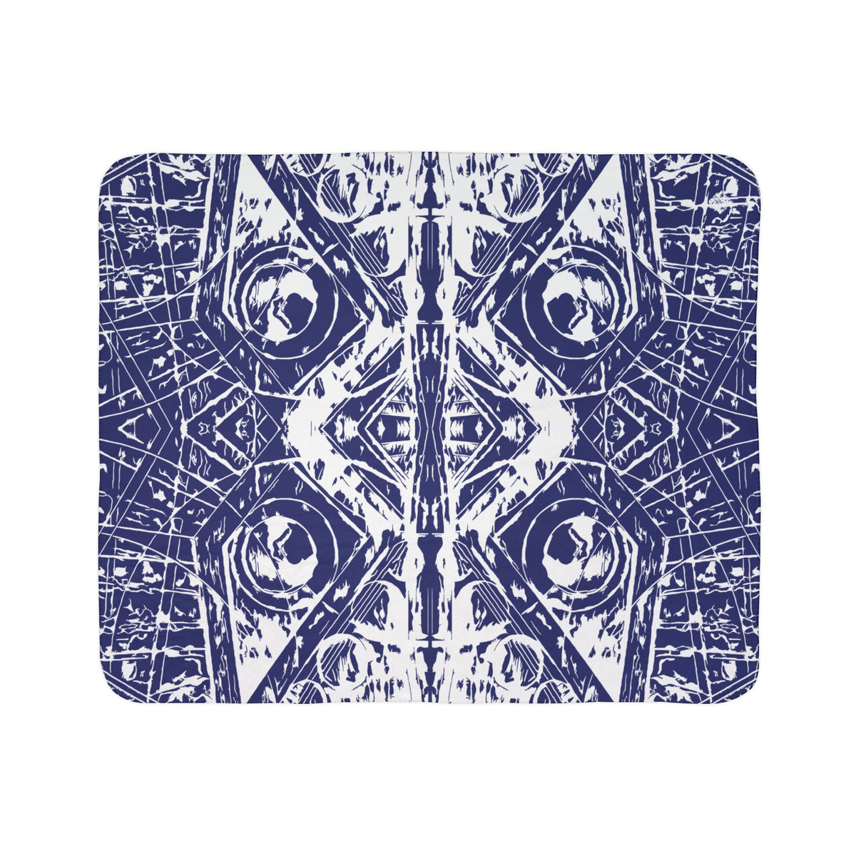 Love (White, Mirror, Dark Blue Background) Fleece Sherpa Blanket