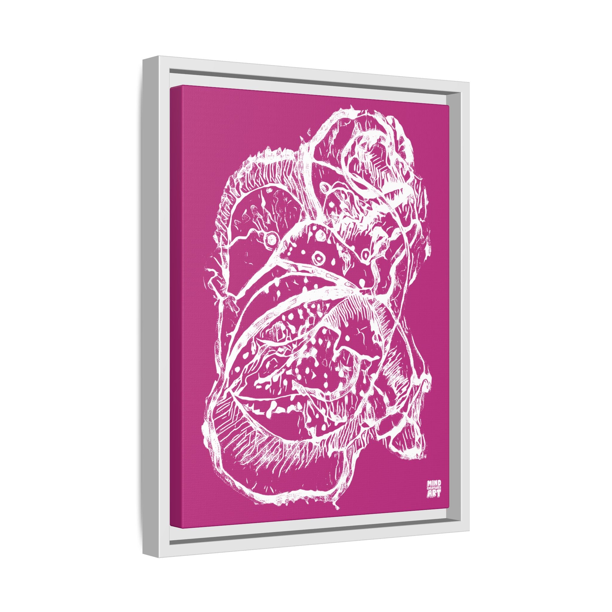 Exploration (White, Pink Background) Matte Canvas, Framed